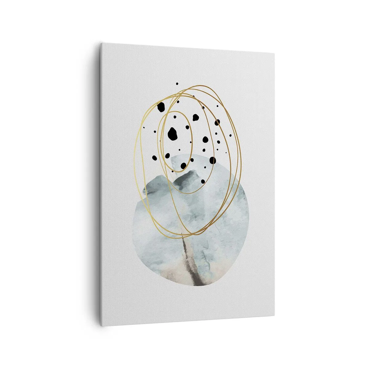 Bild auf Leinwand - Leinwandbild - Minimalistische Abstraktion mit geometrischem Muster und goldenen Linien - 70x100cm - Vom Weltraum umarmt - Moderne Wanddekoration für Wohnzimmer und Schlafzimmer ARTTOR