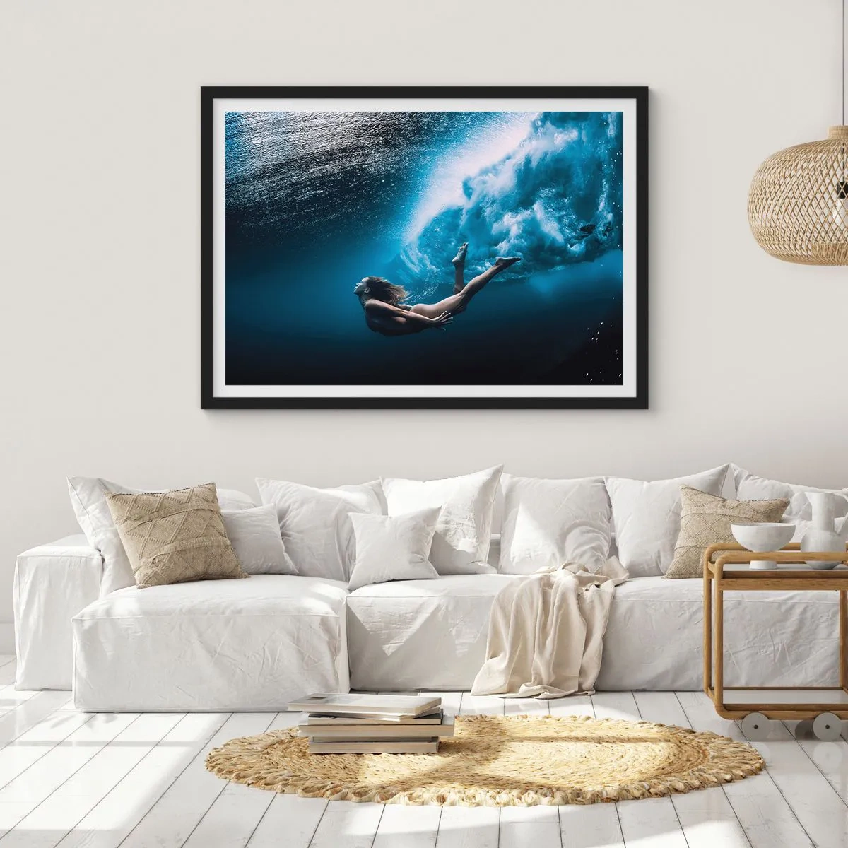 Poster in einem schwarzem Rahmen - Moderne Meerjungfrau - 91x61 cm
