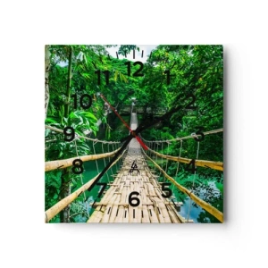 Wanduhr - Glasuhr - Monkey Bridge über das Grün - 30x30 cm