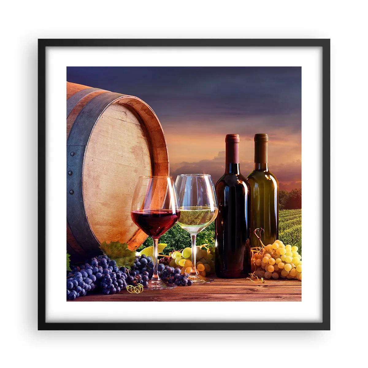 Poster in einem schwarzem Rahmen - Hier schmeckt das Leben - 50x50 cm