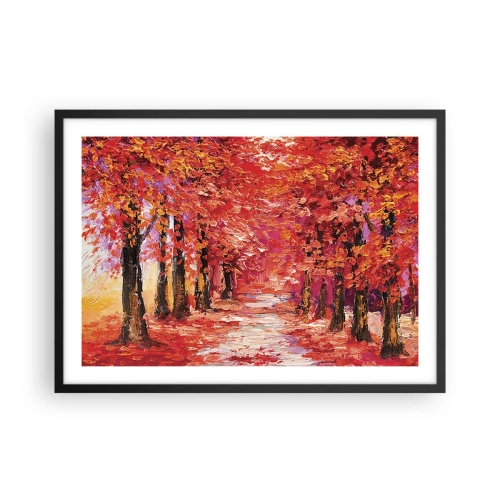 Poster in einem schwarzem Rahmen - Eine malerische Gasse in herbstlichen Farben im impressionistischen Stil - 70x50cm - Herbstlicher Eindruck - Moderne Wanddekoration für Wohnzimmer und Schlafzimmer ARTTOR