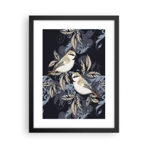 Poster in einem schwarzem Rahmen - Gelb-blauer Triller - 30x40 cm