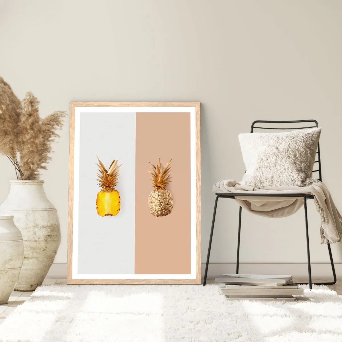 Poster in einem Rahmen aus heller Eiche - Ananas für uns - 70x100 cm