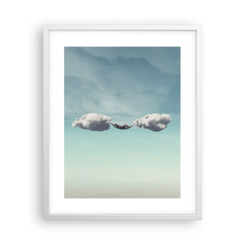 Poster in einem weißen Rahmen - Die Behaglichkeit des Augenblicks - 40x50 cm