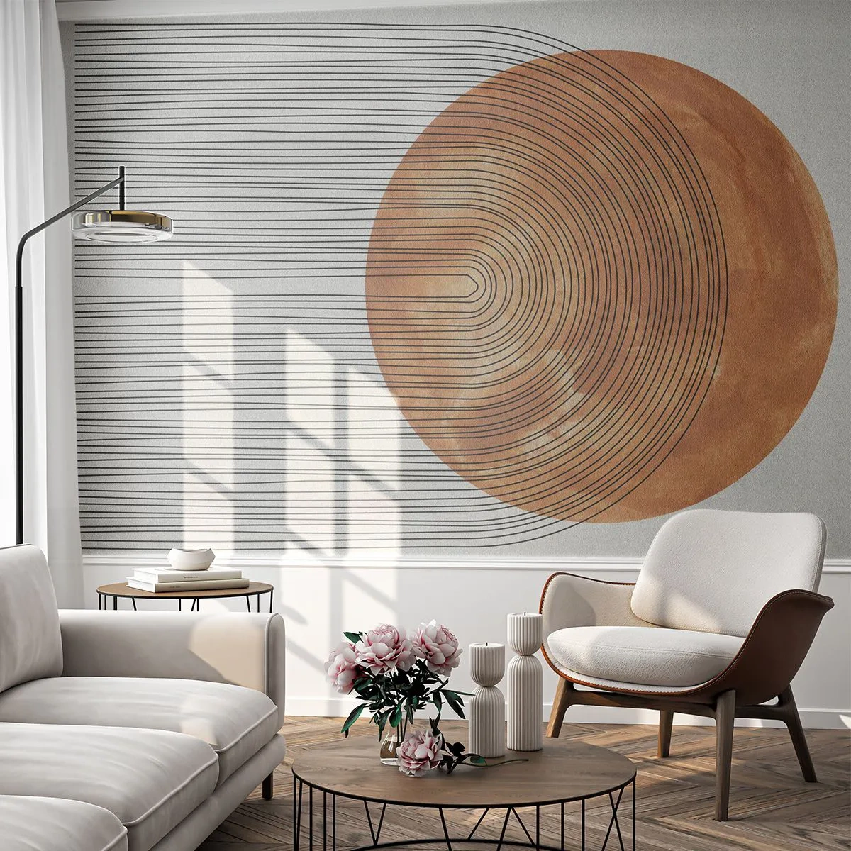 Fototapete Standard Eco - SonnenKomposition - Boho, Sonne, Minimalismus - 150x105 cm