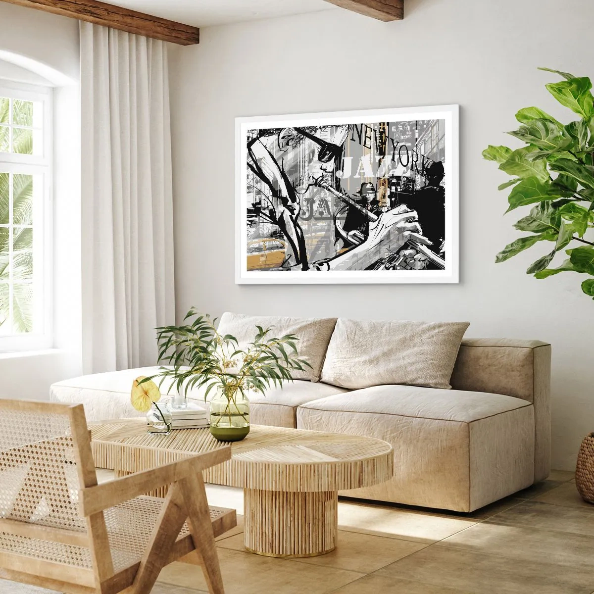 Poster in einem weißen Rahmen - Im Rhythmus von New York - 50x40 cm