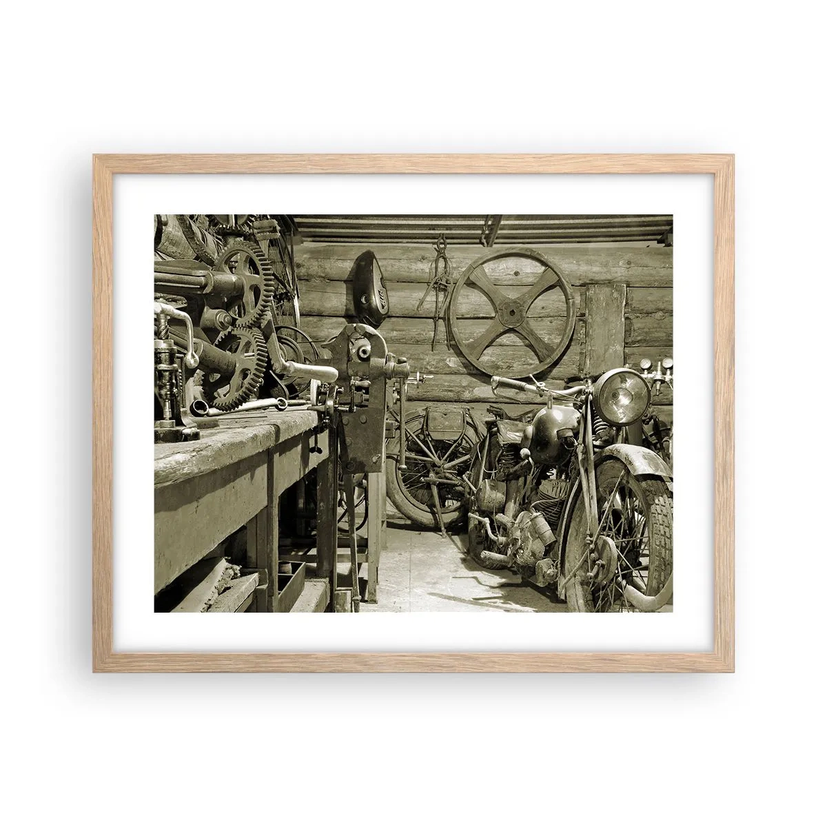 Poster in einem Rahmen aus heller Eiche - Im Schuppen von Onkel Władek - 50x40 cm