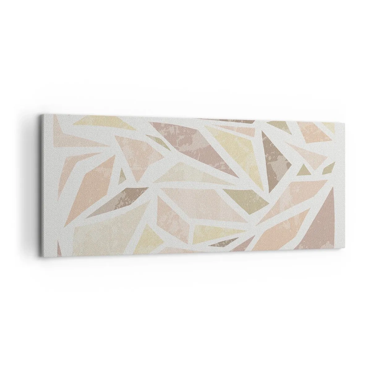 Bild auf Leinwand - Leinwandbild - Abstrakte geometrische Formen in Pastellfarben - 120x50cm - Buntglas-Komposition - Moderne Wanddekoration für Wohnzimmer und Schlafzimmer ARTTOR