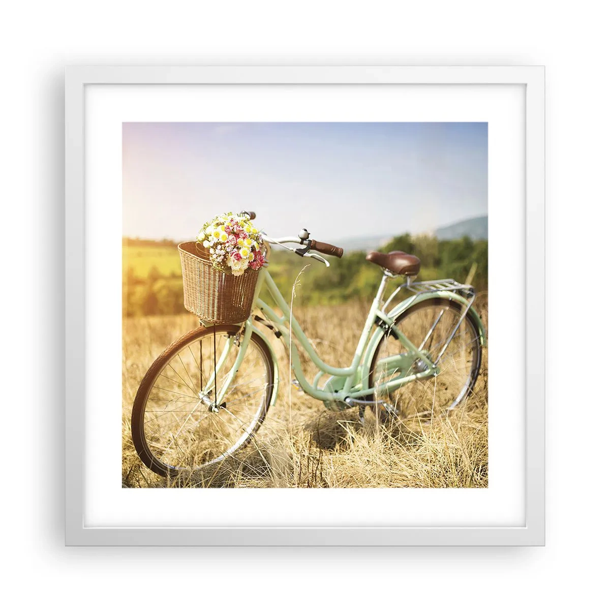 Poster in einem weißen Rahmen - Ich bleibe eine Weile hier - 40x40 cm