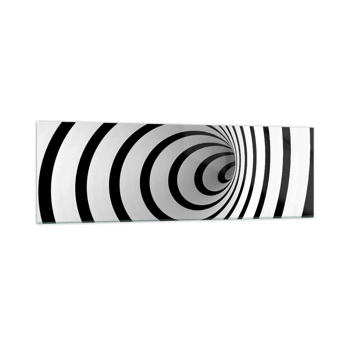 Glasbild - Bild auf glas - Eine schwarz-weiße Spirale mit hypnotischer Wirkung - 160x50cm - Sie können dem auch nicht widerstehen? - Moderne Wanddekoration für Wohnzimmer und Schlafzimmer ARTTOR