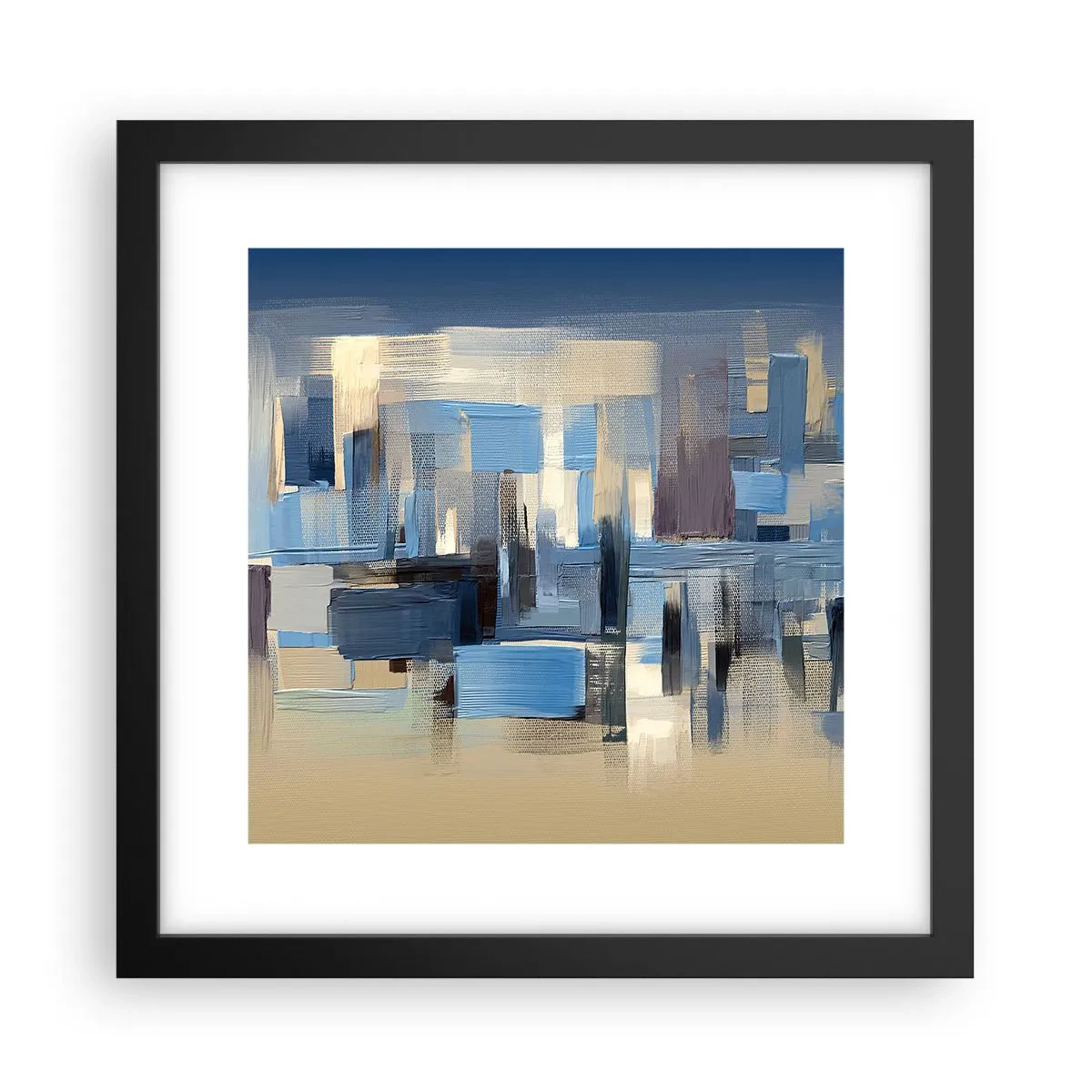 Poster in einem schwarzem Rahmen - Blaue Konstruktion - 30x30 cm