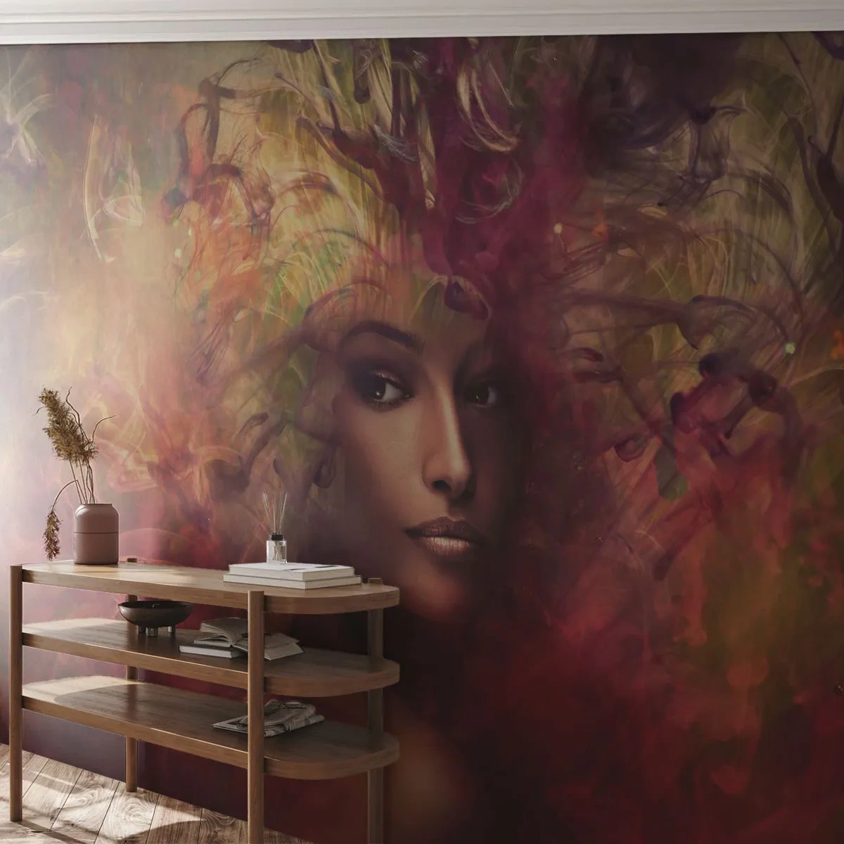 Fototapete Premium Sand - Ich bin hier! - Frau, Das Gesicht einer Frau, Körper - 500x350 cm