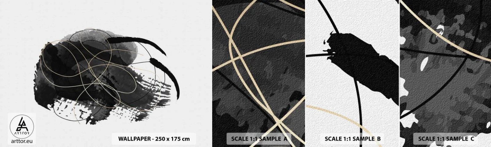 Fototapeten Muster Selbstklebend Deluxe Sticker - Aus Schwarz entstanden - Abstraktion, Stück, Moderne Kunst - 100x30 cm