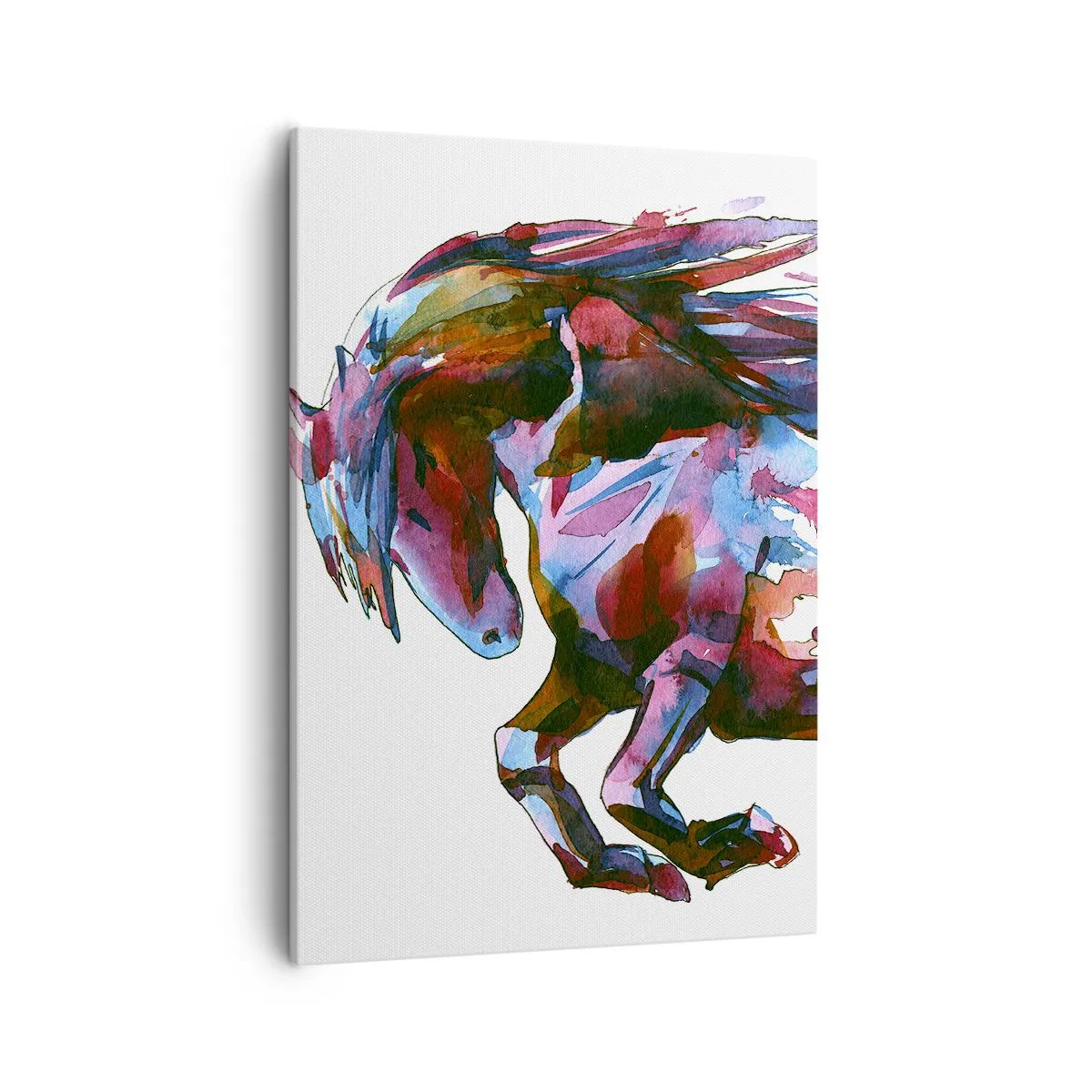 Bild auf Leinwand - Leinwandbild - Ein Pferd in dynamischen abstrakten Farben symbolisiert Freiheit - 50x70cm - In Verzückung - Moderne Wanddekoration für Wohnzimmer und Schlafzimmer ARTTOR