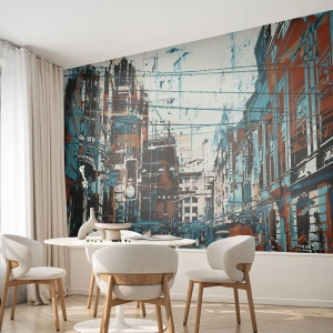 Fototapete Premium Canvas - Ein abgenutzter Stadtwanderweg - Stadt, Die Architektur, Stück - 500x350 cm