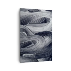 Bild auf Leinwand - Leinwandbild - Schwarz-Weiß-Abstraktion mit dynamischen Pinselstrichen. - 80x120cm - Die Fließfähigkeit der Realität - Moderne Wanddekoration für Wohnzimmer und Schlafzimmer ARTTOR