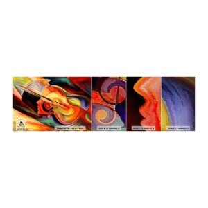 Fototapeten Muster Premium Canvas - Alles ist gut - Abstraktion, Das Gesicht einer Frau, Geige - 100x30 cm