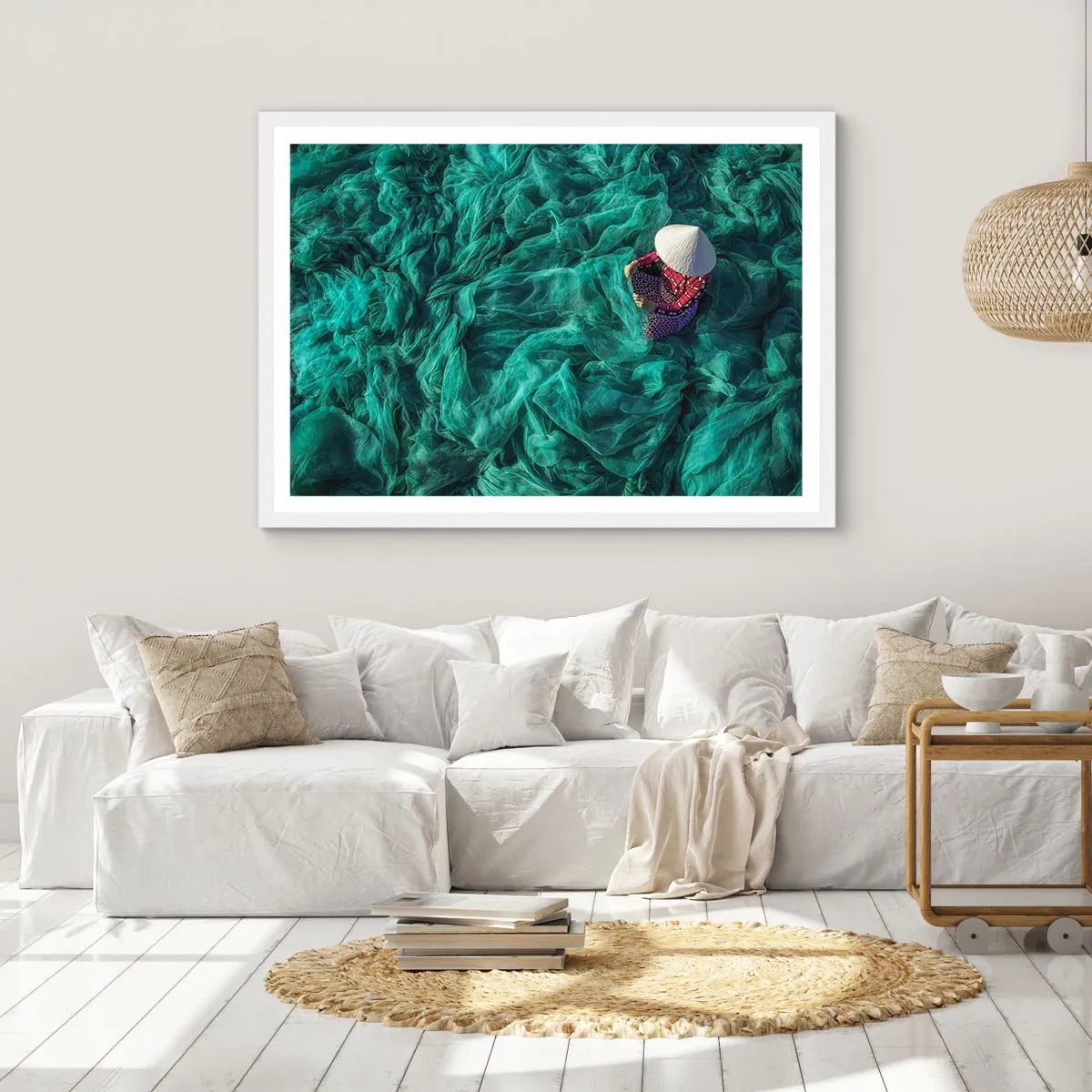 Poster in einem weißen Rahmen - In einem Meer aus Netzen - 100x70 cm