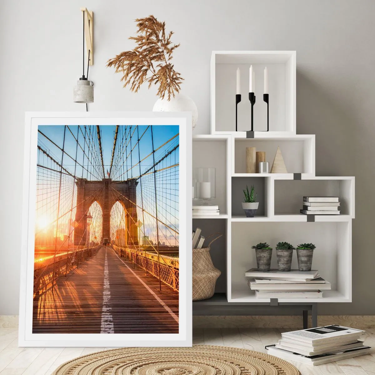 Poster in einem weißen Rahmen - Auf der goldenen Brücke - 30x40 cm