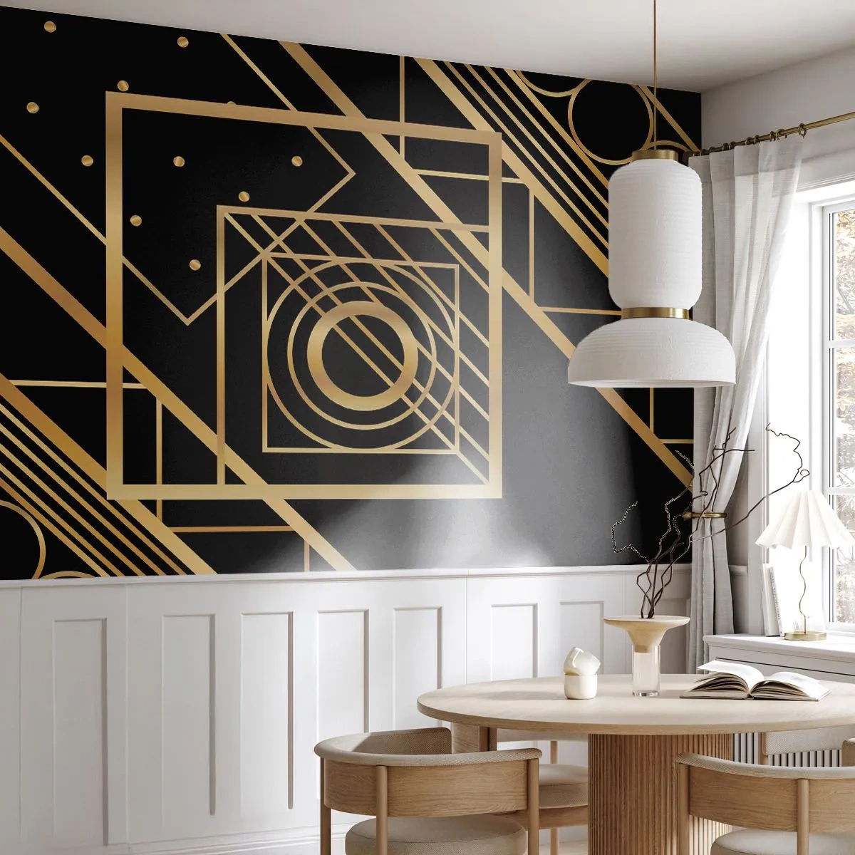 Fototapete Standard Eco - Goldene Geometrie - Abstraktion, Stück, Grafik - 500x350 cm
