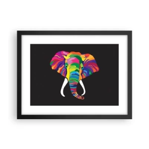 Poster in einem schwarzem Rahmen - Der Elefant, der es liebte, im Regenbogen zu baden - 40x30 cm
