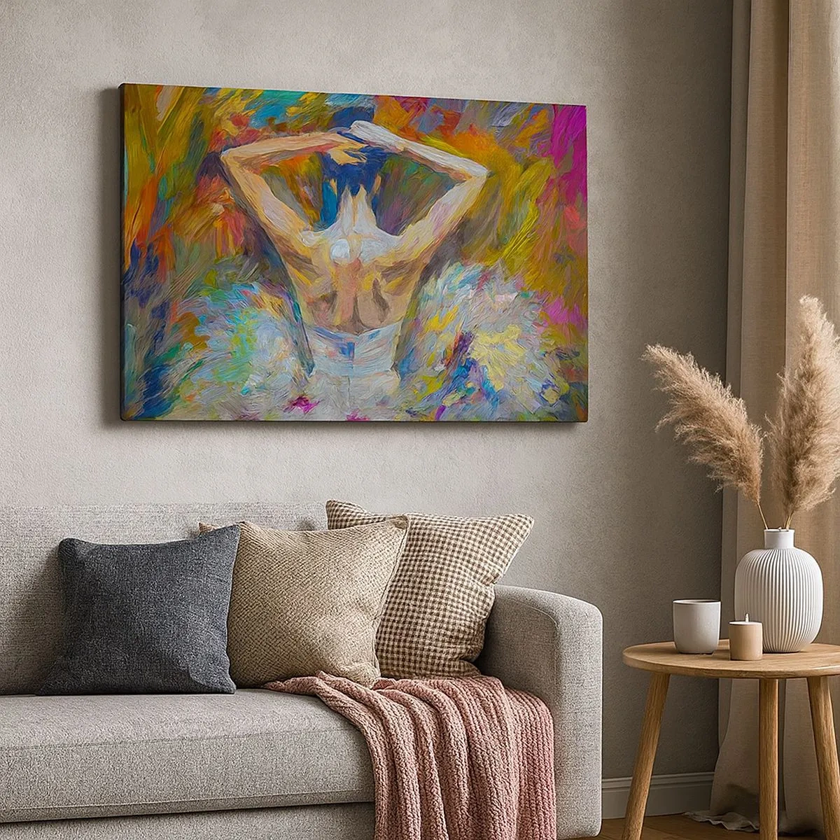 Bild auf Leinwand - Leinwandbild - Eine Ballerina in dynamischen Farben und malerischem Ausdruck - 70x50cm - Es kann alles sein - Moderne Wanddekoration für Wohnzimmer und Schlafzimmer ARTTOR
