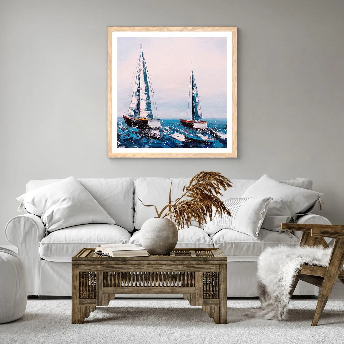 Poster in einem Rahmen aus heller Eiche - Bruderschaft des Windes - 40x40 cm