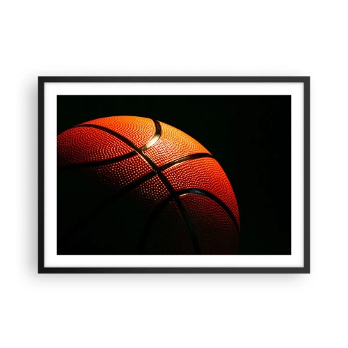 Poster in einem schwarzem Rahmen - Nahaufnahme eines Basketballs vor schwarzem Hintergrund - 70x50cm - Schön wie ein Planet - Moderne Wanddekoration für Wohnzimmer und Schlafzimmer ARTTOR