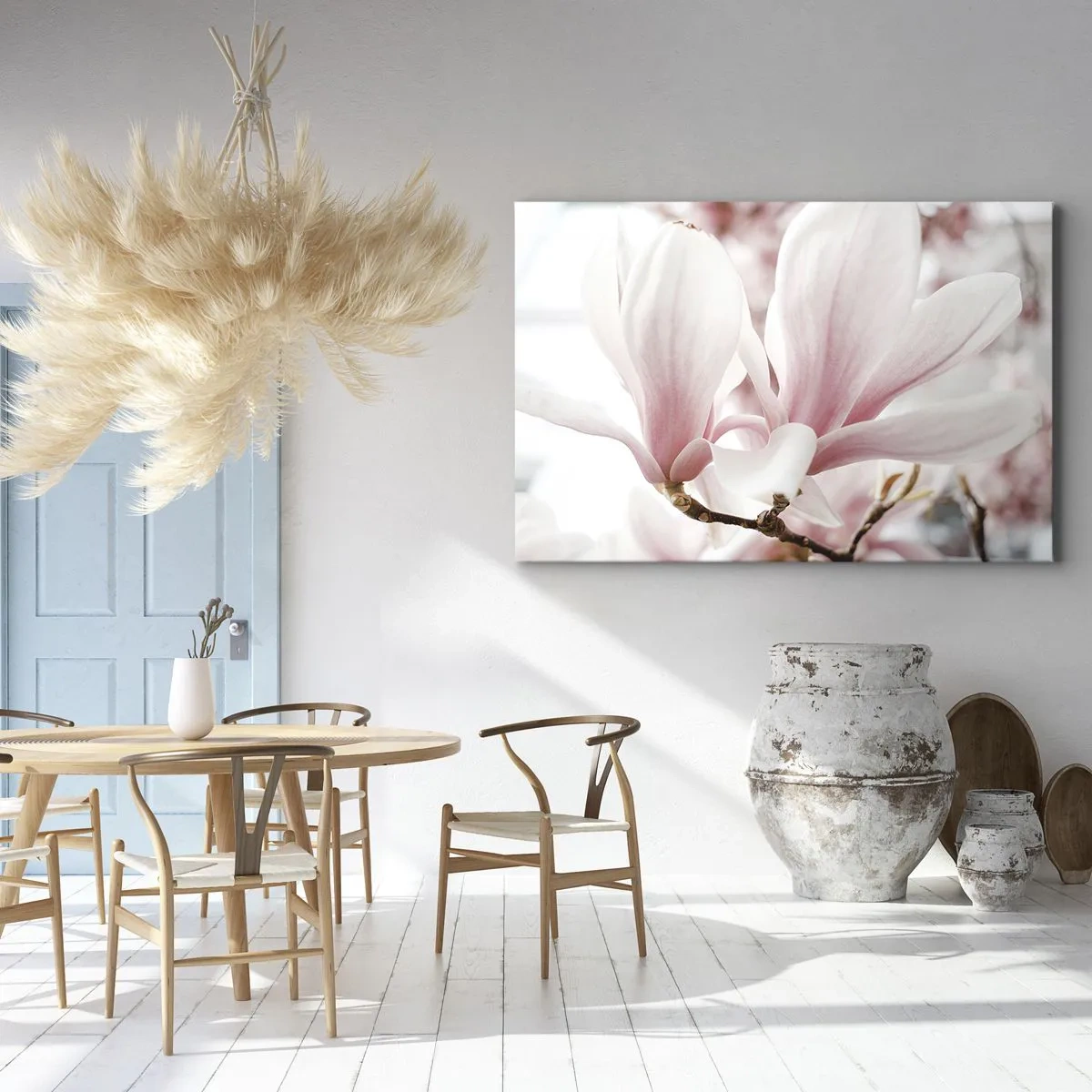 Bild auf Leinwand - Leinwandbild - Zarte Magnolienblüten in Pastelltönen - 70x50cm - Eine Fülle von Zärtlichkeit - Moderne Wanddekoration für Wohnzimmer und Schlafzimmer ARTTOR