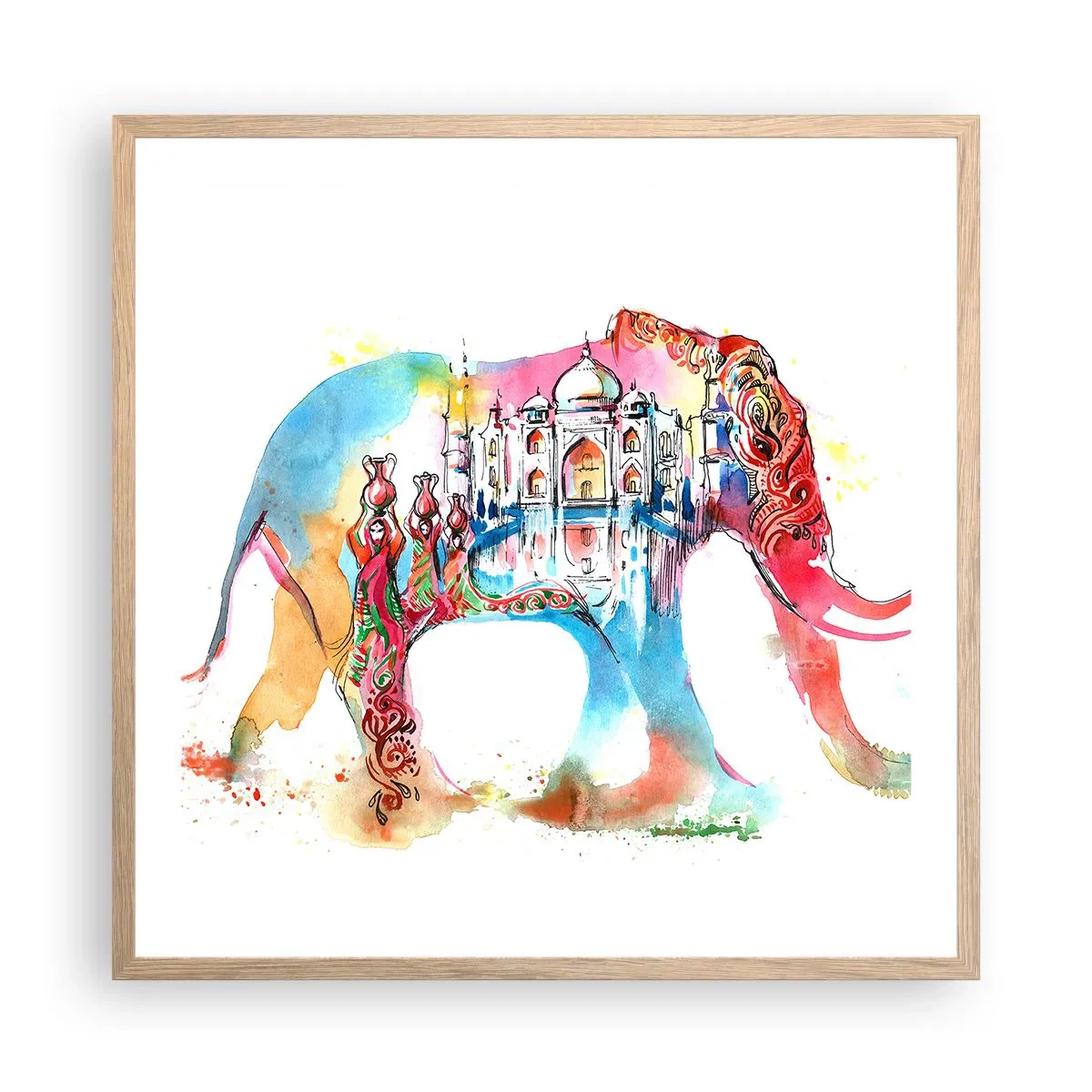 Poster in einem Rahmen aus heller Eiche - Indien – die Aura der Liebe - 60x60 cm