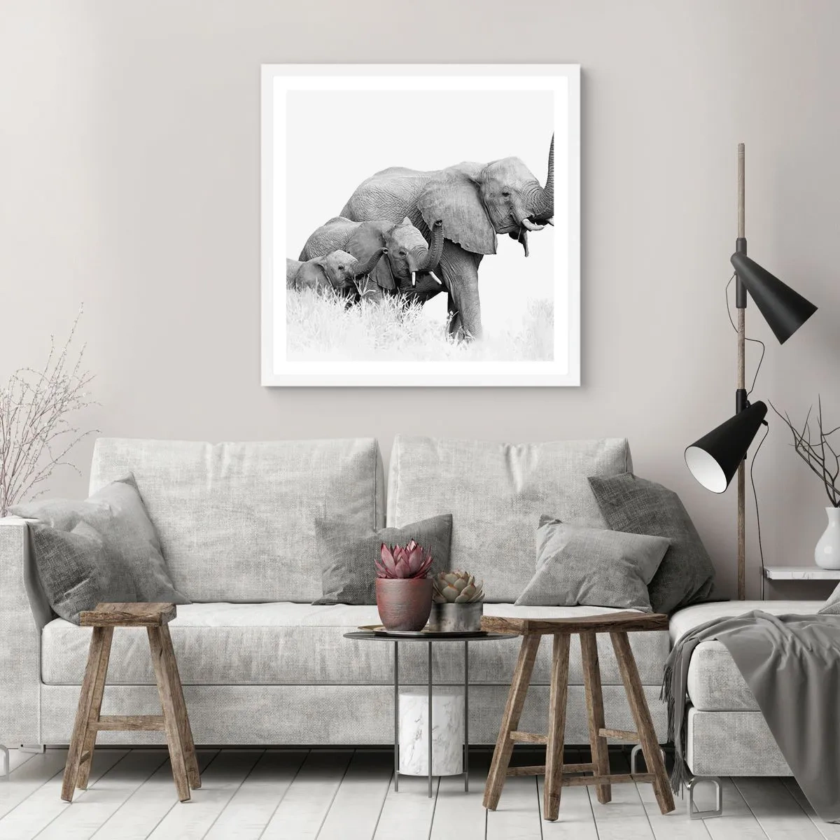 Poster in einem weißen Rahmen - Eins zwei drei - 40x40 cm