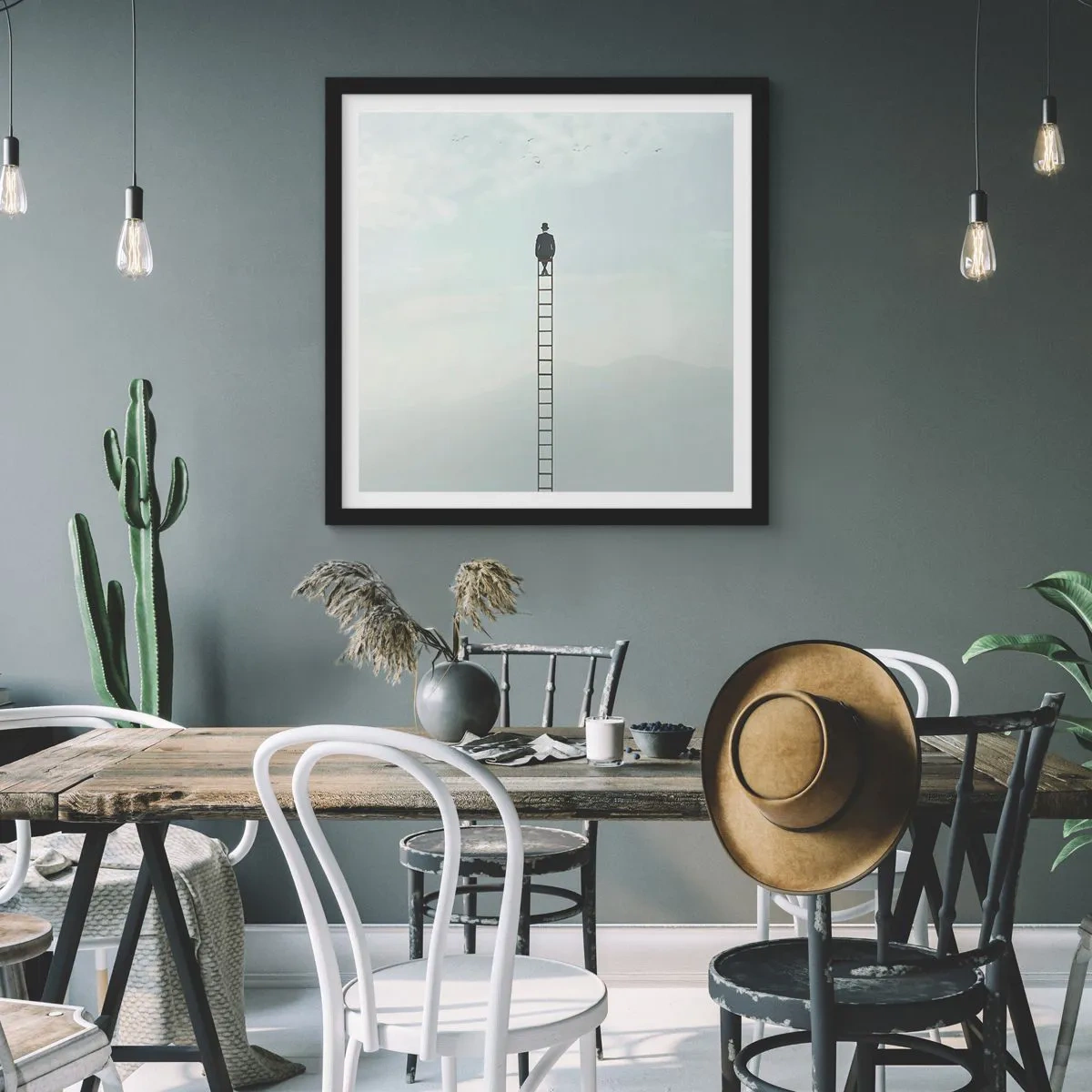 Poster in einem schwarzem Rahmen - Erhebe dich darüber! - 40x40 cm