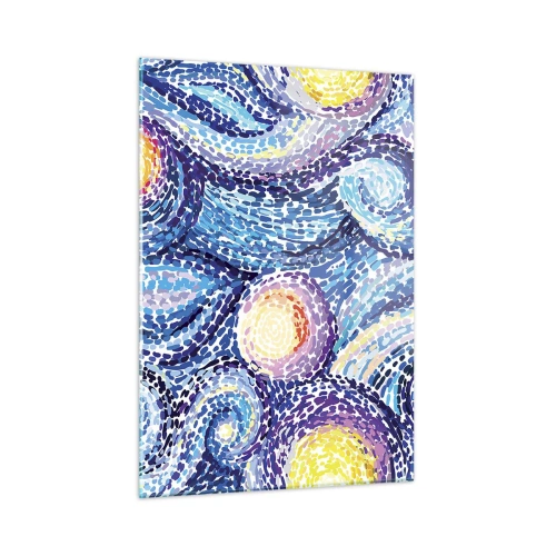 Glasbild - Bild auf glas - Eine abstrakte Interpretation der Sternennacht in intensiven Farben - 50x70cm - Aus einem Gemälde von van Gogh - Moderne Wanddekoration für Wohnzimmer und Schlafzimmer ARTTOR