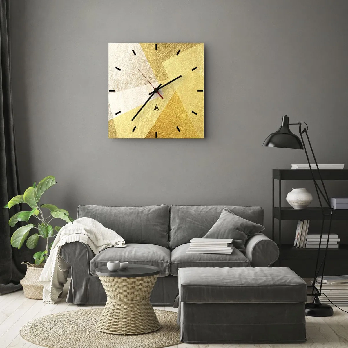Wanduhr - Glasuhr - Geometriewetter - 40x40 cm