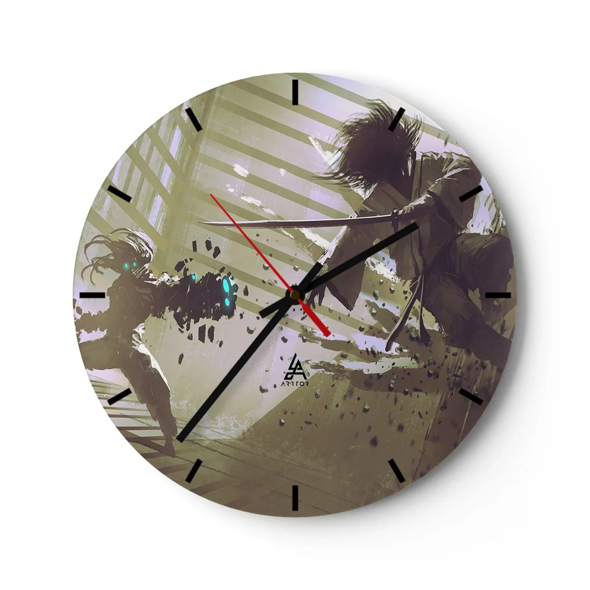 Wanduhr - Glasuhr - Und du kannst ein Samurai sein - 40x40 cm