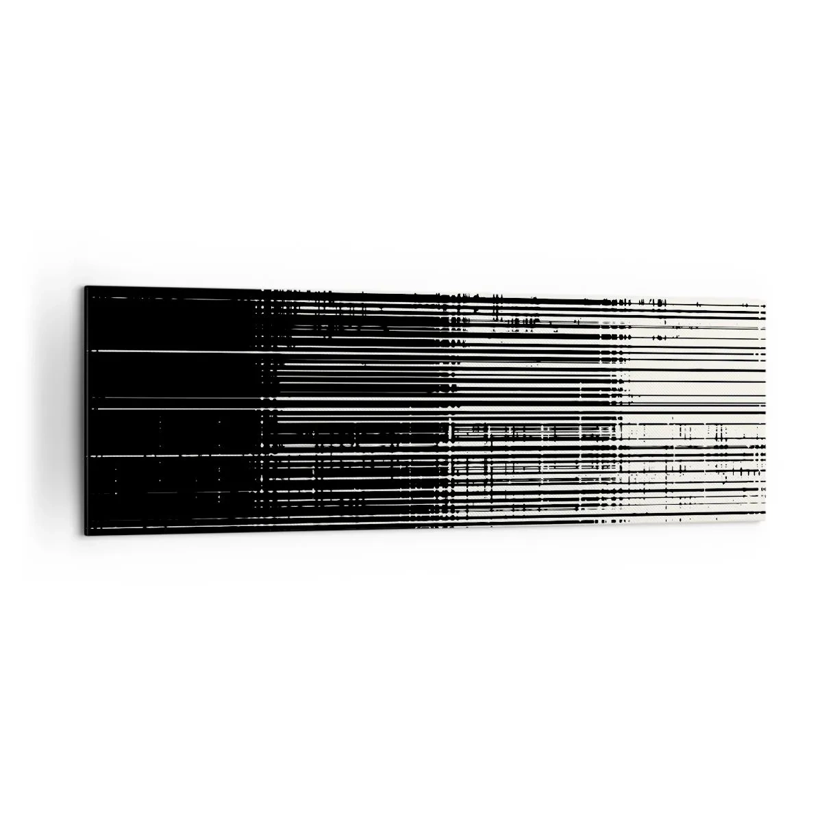 Bild auf Leinwand - Leinwandbild - Abstrakte Linienkomposition in kontrastierendem Schwarz und Weiß - 160x50cm - Wellen und Vibrationen - Moderne Wanddekoration für Wohnzimmer und Schlafzimmer ARTTOR