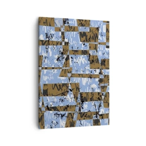 Bild auf Leinwand - Leinwandbild - Eine abstrakte Komposition aus Rechtecken in Braun- und Blautönen. - 50x70cm - Ein nicht-menschlicher Ausschnitt - Moderne Wanddekoration für Wohnzimmer und Schlafzimmer ARTTOR