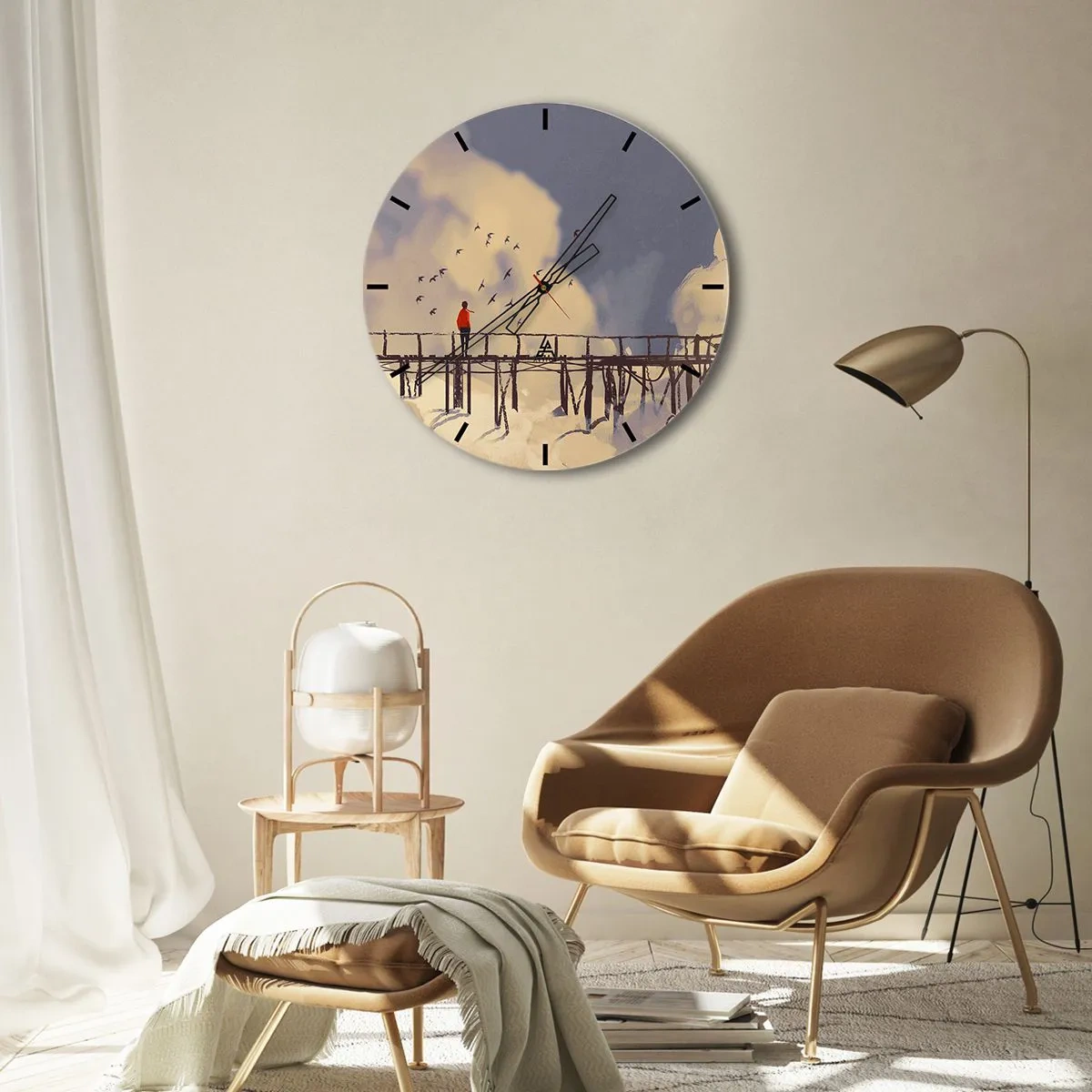 Wanduhr - Glasuhr - Blaue Sehnsucht - 30x30 cm