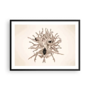 Poster in einem schwarzem Rahmen - Abstrakte Komposition von Tänzern in Bewegung - 70x50cm - Aufblühen im Tanz - Moderne Wanddekoration für Wohnzimmer und Schlafzimmer ARTTOR