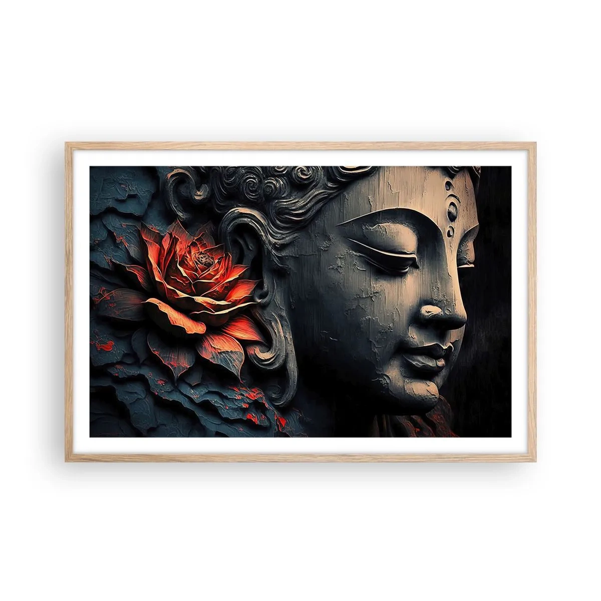 Poster in einem Rahmen aus heller Eiche - Im Einklang mit der Welt - 91x61 cm