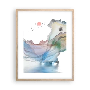 Poster in einem Rahmen aus heller Eiche - Zu den Kristallbergen - 40x50 cm