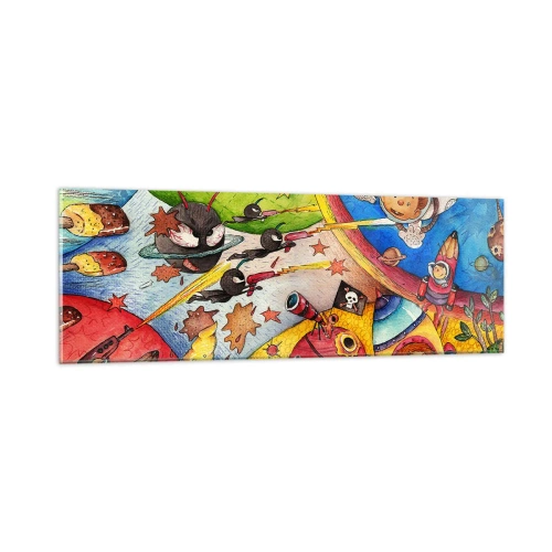 Glasbild - Bild auf glas - Tolles Weltraumabenteuer - 90x30 cm