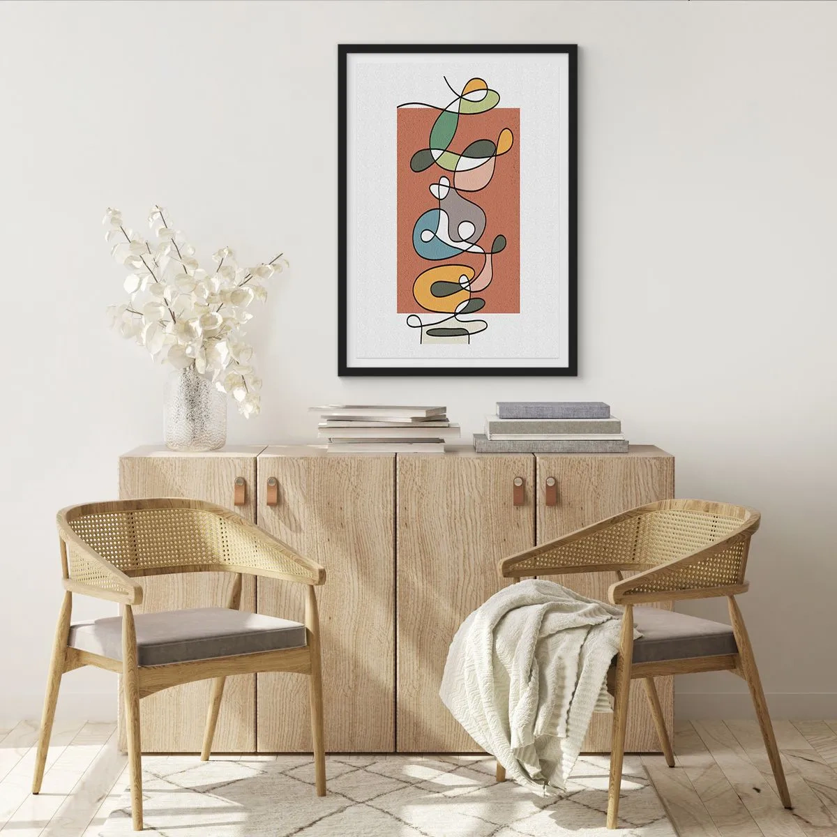 Poster in einem schwarzem Rahmen - Abstraktion: bunter Tanz - 61x91 cm