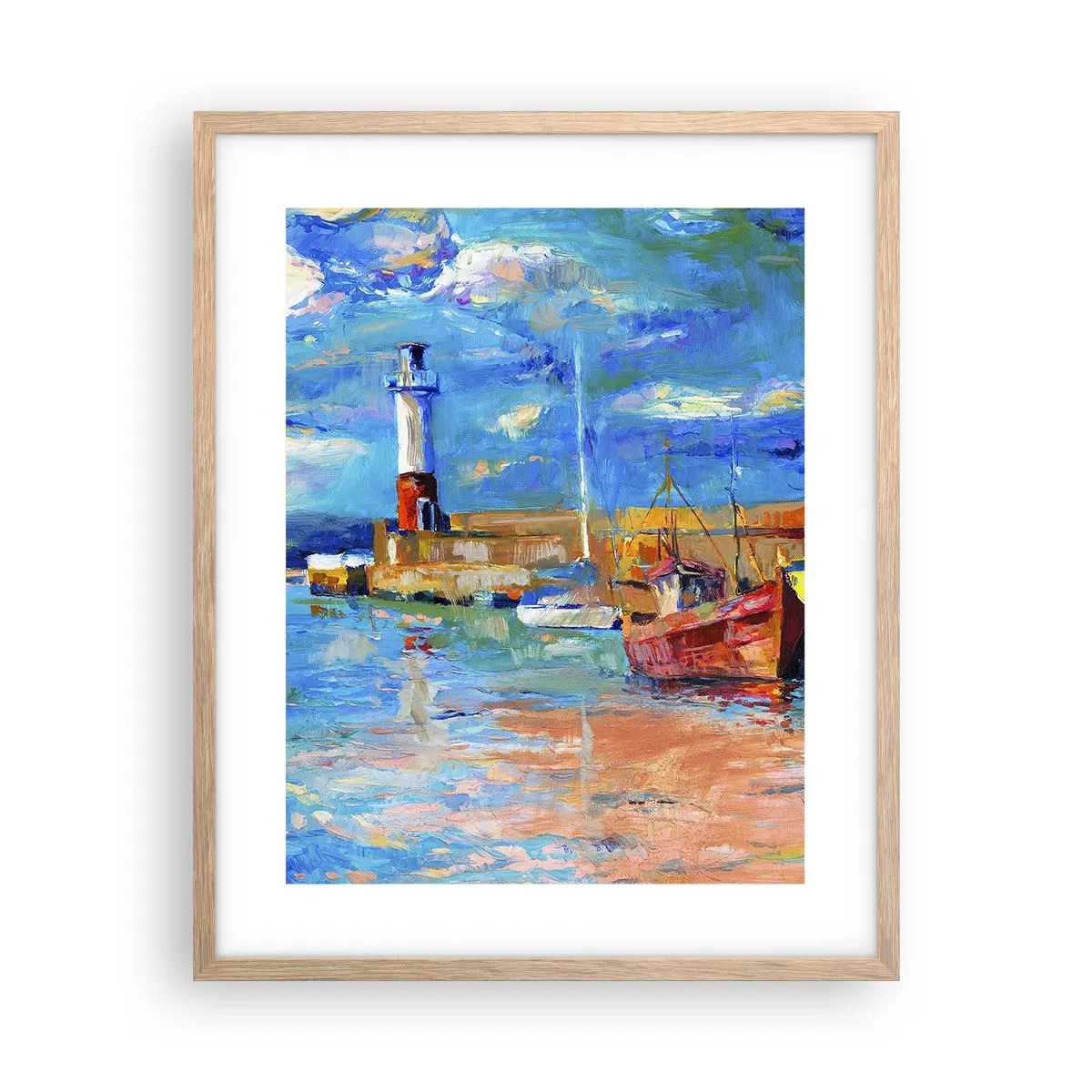 Poster in einem Rahmen aus heller Eiche - Ein Nachmittag in der Regenbogenbucht - 40x50 cm