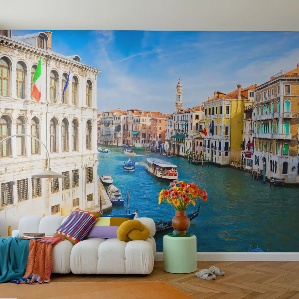 Fototapete Premium Sand - Der einzigartige Verkehr der Welt - Venedig, Die Architektur, Canal Grande - 100x70 cm