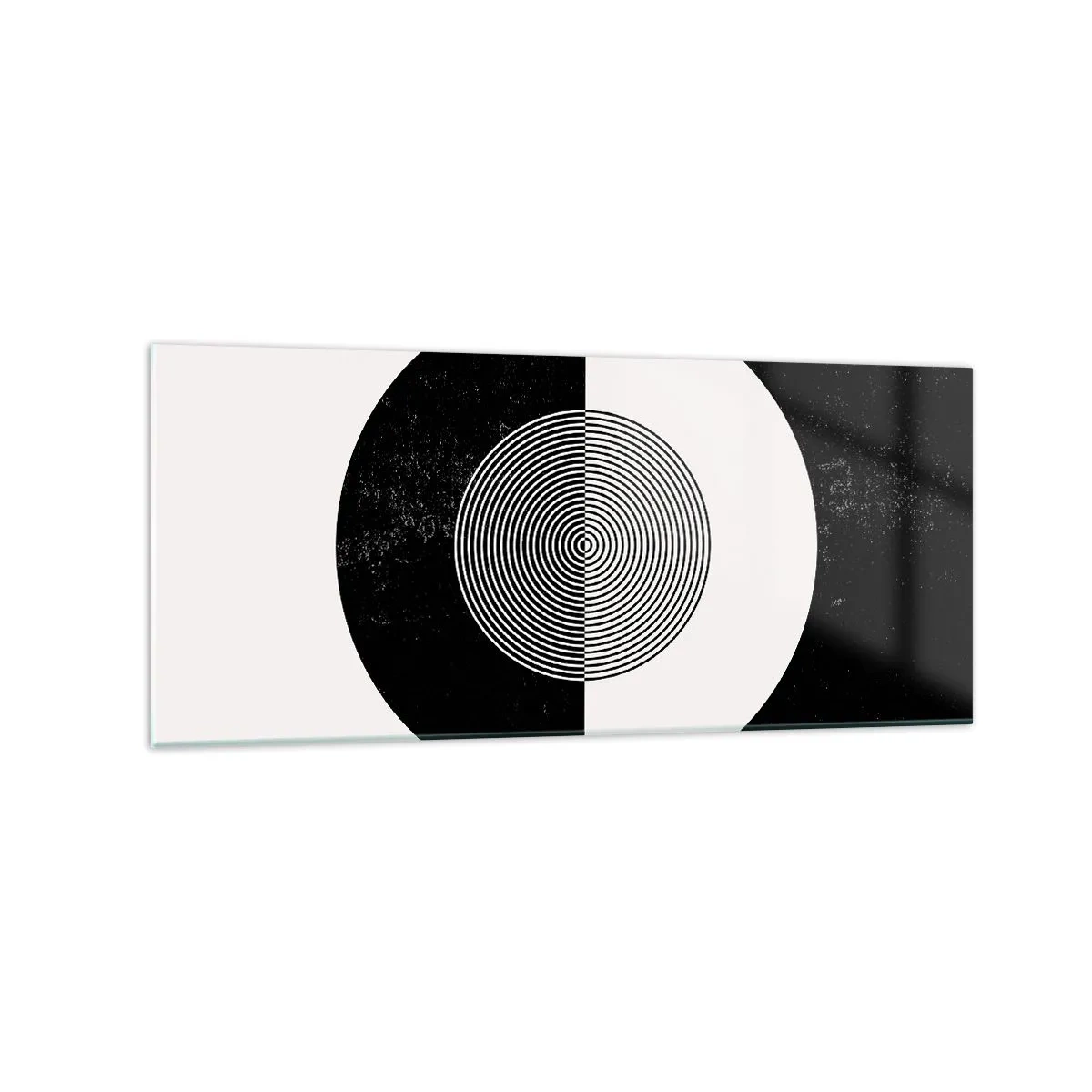 Glasbild - Bild auf glas - Grafisches Muster in kontrastierendem Schwarz und Weiß - 120x50cm - Harmonie in Schwarz und Weiß - Moderne Wanddekoration für Wohnzimmer und Schlafzimmer ARTTOR