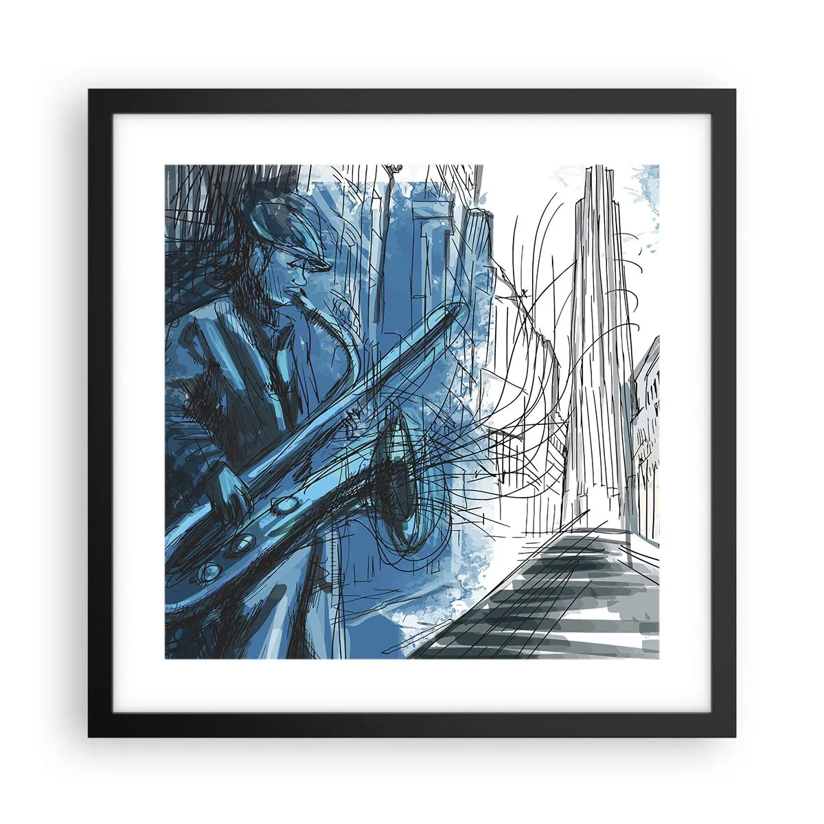Poster in einem schwarzem Rahmen - Urbane Rhapsodie - 40x40 cm
