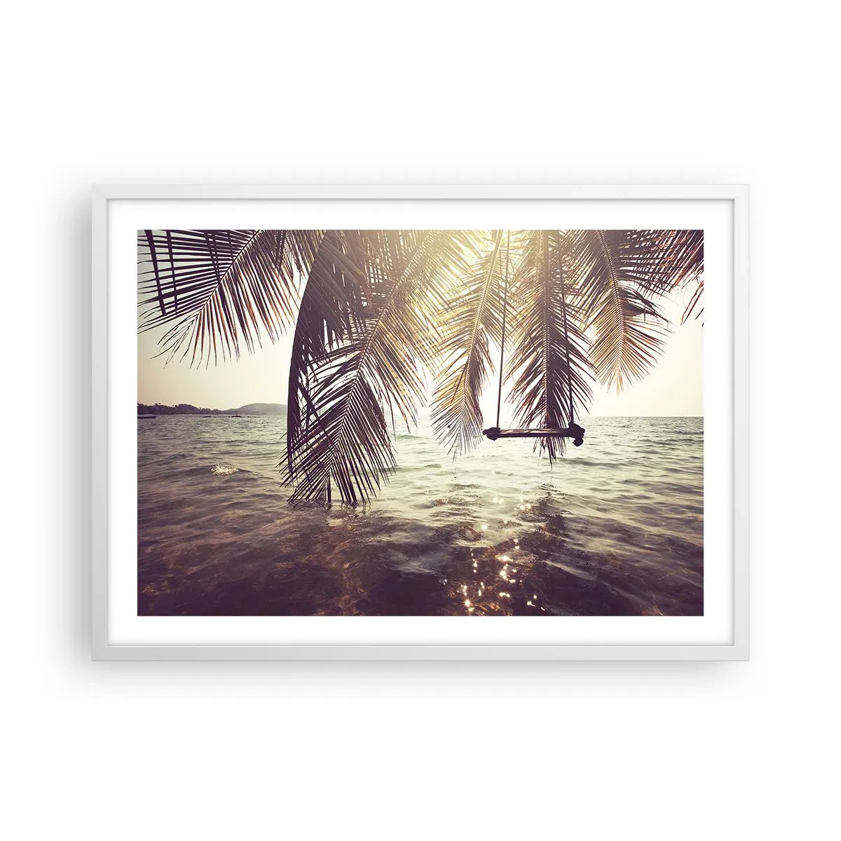 Poster in einem weißen Rahmen - Sie können nach Belieben in den Wolken schwingen - 70x50 cm