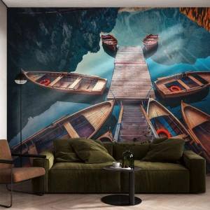 Fototapete Premium Canvas - Ich warte am Yachthafen - Landschaft, See, Tirol - 350x256 cm