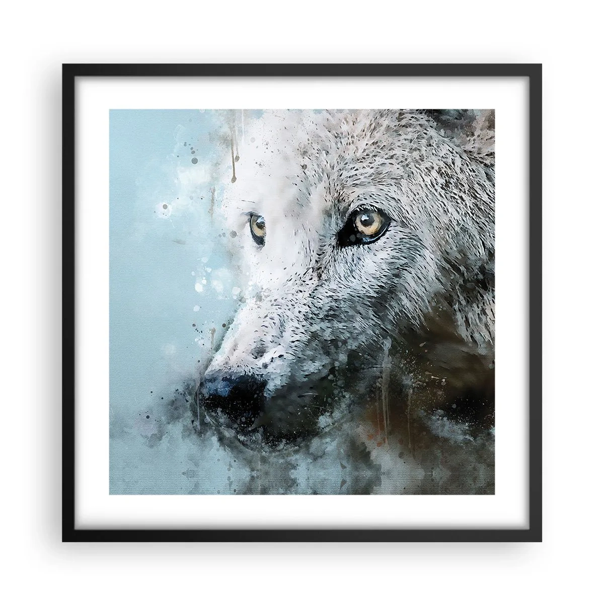 Poster in einem schwarzem Rahmen - Lerne die Wolfsseele kennen - 50x50 cm